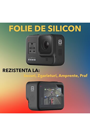 COMANDO Protective set compatible with GoPro Hero 8 Black, Focus Shield, 2 Durable Silicone Films