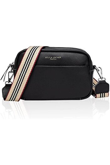 OEM Crossbody Bag, Leather, Adjustable, Black