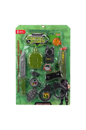 JUDA Police or Army Toy Set with Pistol, Handcuffs and Accessories for Kids (8 Pieces)