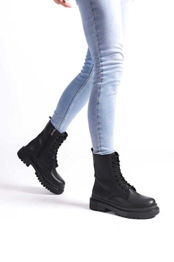 nambert Women's Black Plain Woolen Daily Boots Nbr0204