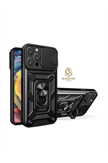 Massemr iPhone 12 Pro Case with Tank Lens Ring Shockproof Premium Silicone Cover Protection with Stand