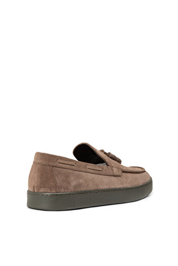 Deery Men's Genuine Suede Mink Color Tasseled Loafer Shoes