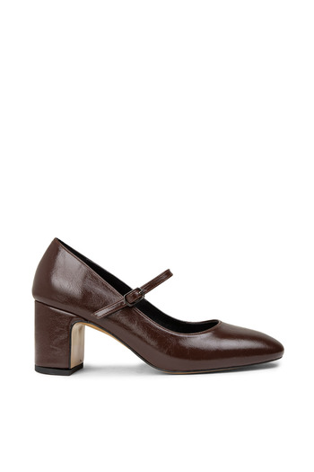 Deery Women's Vintage Patent Leather Brown Mary Jane Shoes