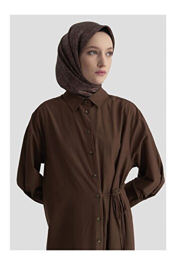 LC Waikiki Gömlek Elbise 25Kd1003 Kakao