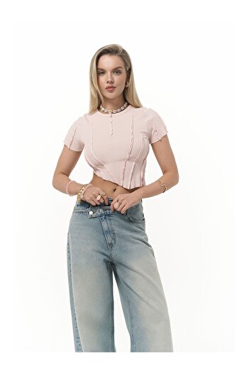 LC Waikiki Norris Asymmetrical Pink Crop