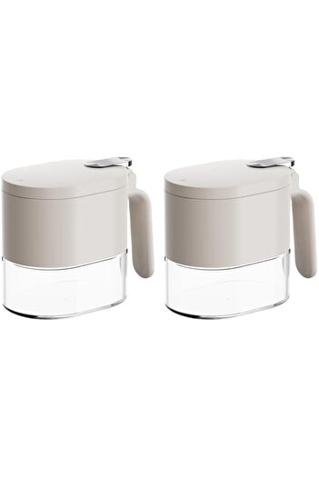 Generic 2 Packs Condiment Jar Spice Container, Airtight Seasoning Container with Spoon Lid, Seasoning Box Gl