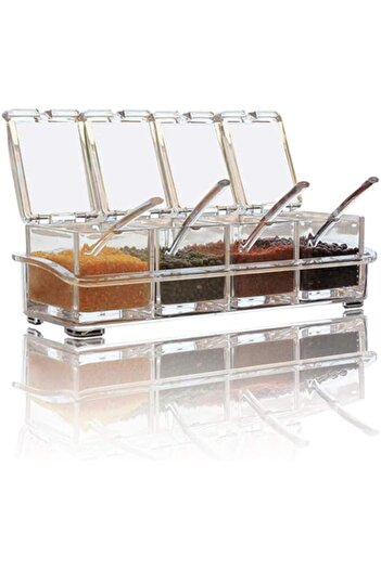 Generic Excefore Transparent Seasoning Box, Spice Rack With Spices And Herbs Clear Seasoning Box,4 Pieces Cl