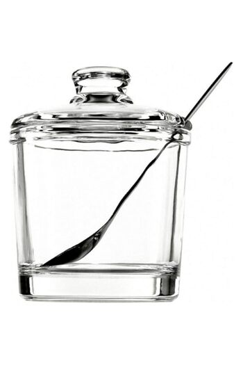 Generic LYNK HOME Classic Clear Glass Sugar Bowl Set with Lid Serving Spoon Salt Pot Pepper Storage Jar Seas