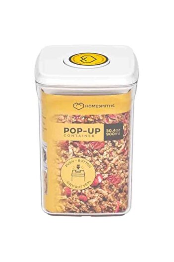 Generic Homesmiths Airtight 900ML Square Food Popup Container, Kitchen & Pantry Organization, Plastic Canist