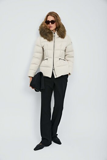 Lufian 122120042 Klemantın Goose down Women's Coat Ecru