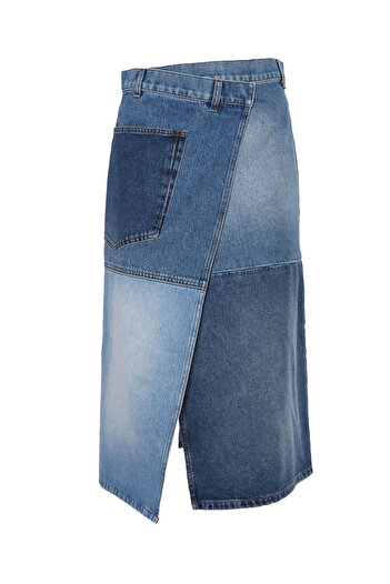 Philosophy Fustă albastră din denim