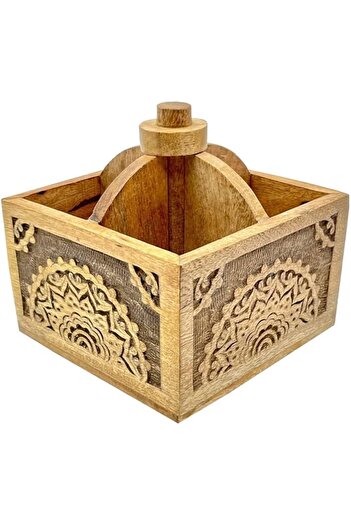 Generic Souq DESIGNS Wooden Cutlery holder, Wood Organizer for Kitchen & Dining - Storage Utensils Holder fo