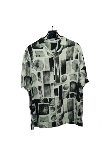 Red Planet Men’s Short-Sleeve Shirt with Abstract Geometric Print