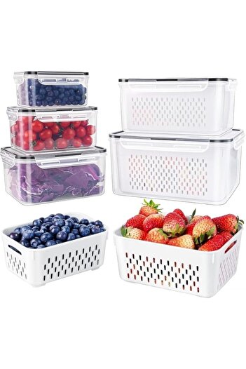 Generic Raxoom 5Pcs Plastic Fridge Organizers and Storage Food Container To Keep Fruits Vehetables Berry Let