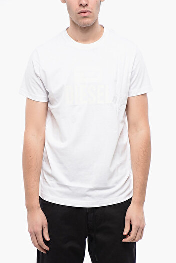 Diesel Solid Color T-Diego Crew-Neck T-Shirt With Tone On Tone Logo