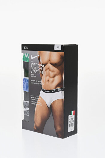 Nike Set 3 Pairs Of Stretch Cotton Briefs With Logoed Elastic Ban