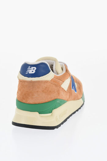 New Balance Suede And Fabric Low-Top Sneakers With Contrast Monogram