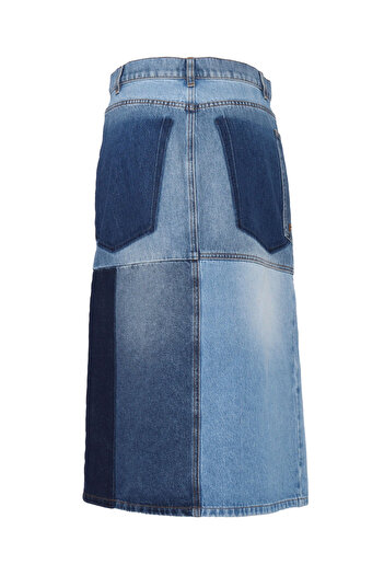Philosophy Fustă albastră din denim