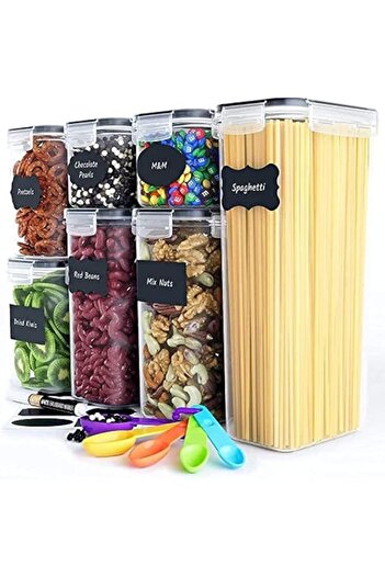 Generic Airtight Food Storage Containers for Kitchen Organization 7 PC - Plastic Food Canisters with Lids, L