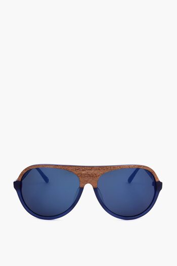 Linda Farrow Phillip Lim Aviator Sunglasses With Wood Effect Detail