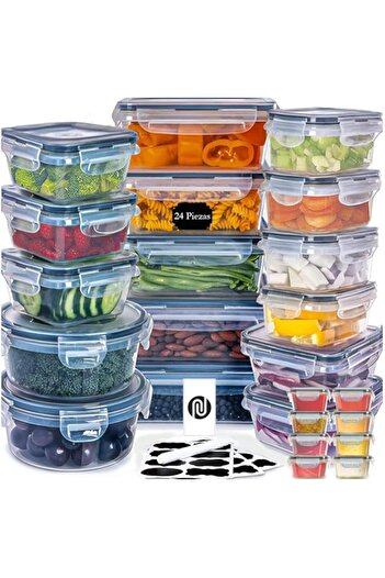 genric Seamless 24-Piece Airtight Food Storage Containers Set - BPA-Free PP Plastic, Snap Lock & Silicone S