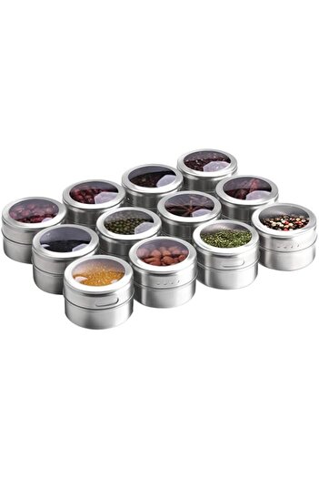 genric Aiyola Magnetic Spice Tins 12pcs,Stainless-Steel Magnetic Spice Container Magnetic Spice Jars Easy t