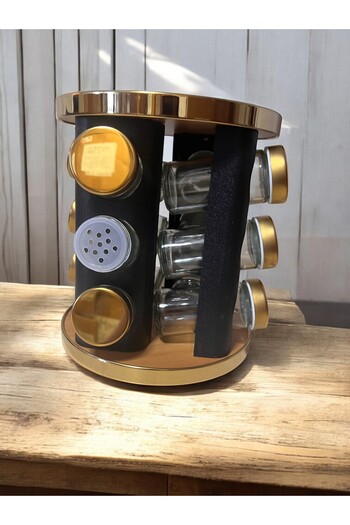 RİVO HOME DECOR 12-Piece Spice Rack Set with Stand and Rotating Feature