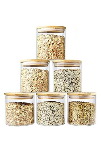 genric GGerou Glass Storage Jar with Bamboo Lids,Glass Airtight Canisters sets,Spice Jar, Pantry Organizati