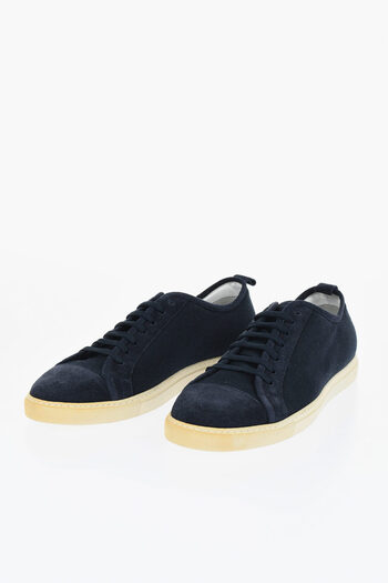 Corneliani Id Solid Color Suede And Fabric Low-Top Sneakers