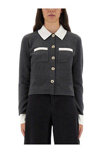 Self-Portrait Cardigan With Contrasting Collar