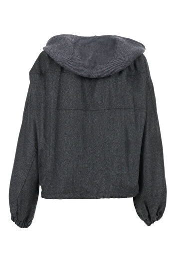 Fabiana Filippi FLANNEL WIDE BOMBER WITH PEPITA DETAIL
