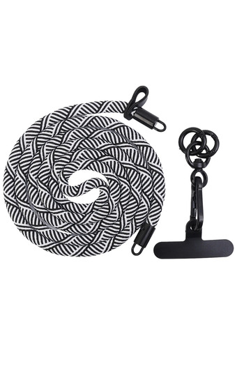 Choice1 Black White 1.2m Length Phone Lanyard Adjustable Outdoor Universal Case Crossbody Shoulder Card Neck