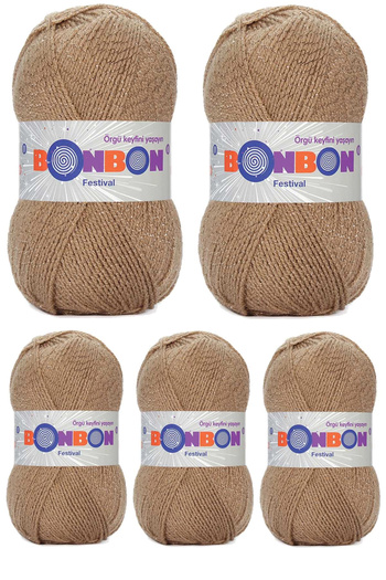 HarmonyAura 5 Pieces Festival Glitter Knitting Yarn Wool Color No:672
