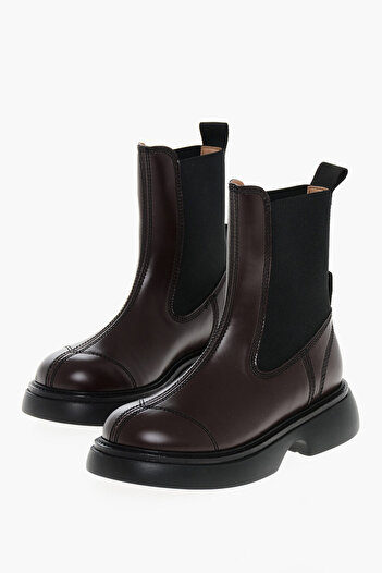 GANNI Faux Leather Two Tone Everyday Chelsea Boots