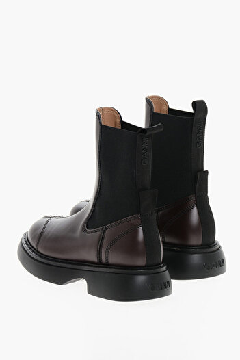 GANNI Faux Leather Two Tone Everyday Chelsea Boots