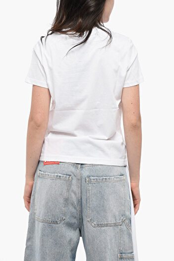 Diesel Tricou din bumbac cu guler rotund și logo în relief