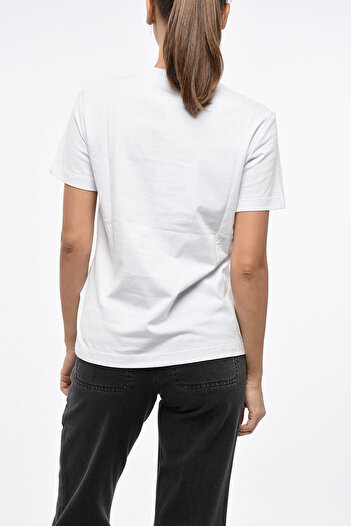 MSGM Tricou supradimensionat cu guler rotund și logo frontal