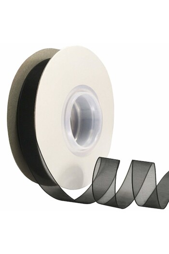 Creativ Deco Plus Organza Ribbon 2 cm Wide, Black Color, 40 m Roll