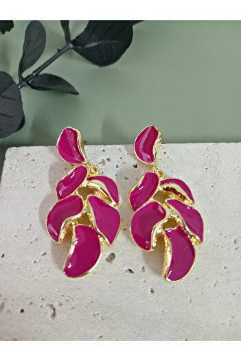 mos&more Plum Leaf Model Women's Earrings