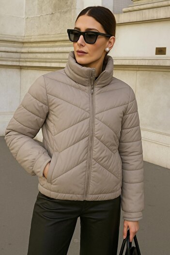 Delpino Water and Wind Resistant Casuel Daily Women's Thin Puffer Jacket