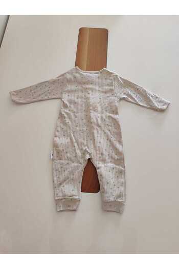 Asel Star Patterned Long Sleeve Baby Boy Jumpsuit with Front Zipper
