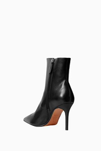 Schutz City Natural 85 Siyah Deri, Zarif ve Modern Topuklu Bot