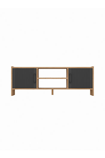 interGO Molde Modern Tv Sehpası MDF Membran Kapaklı Raflı Tv Ünitesi Televizyon Sehpası