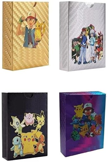 Pokemon TCG 220 PCS Gold+Black+Silver+Rainbow Foil Card Assorted TCG Deck Box - V Series Vmax GX Rare Golden and