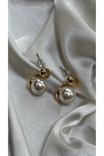 ADENNA JEWELRY İnci Detaylı Gold Küpe