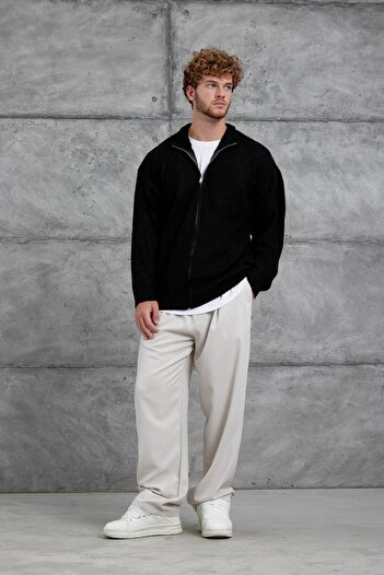 NOMARC Black Mrk Zippered Oversize Knitwear