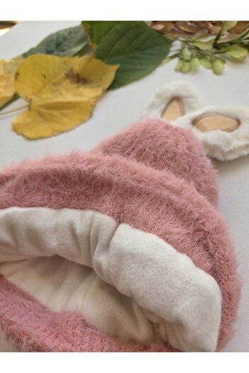 Baharda Nova Unisex Kışlık Pofuduk Bebek Çocuk Polar Astarlı Triko Şapka Bere