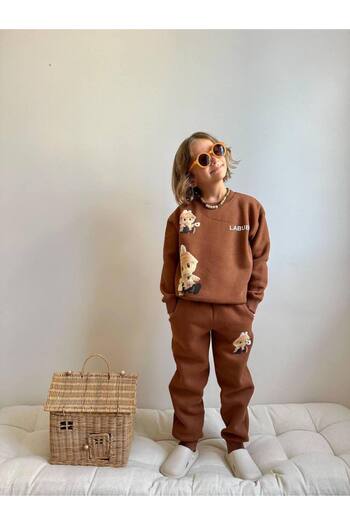 ARBİ kids Boy's Labubu Three-Thread Fleece Winter Suit