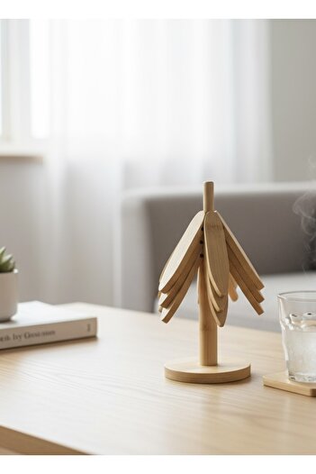 zezedesing Bamboo Foldable Decorative Stand Tree Trivet Set (for under Heat-Resistant Cups and Pots)