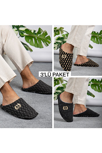 Jackers 3-Piece Men's House Slippers Guest Groom Bundle Balcony Dowry Slippers